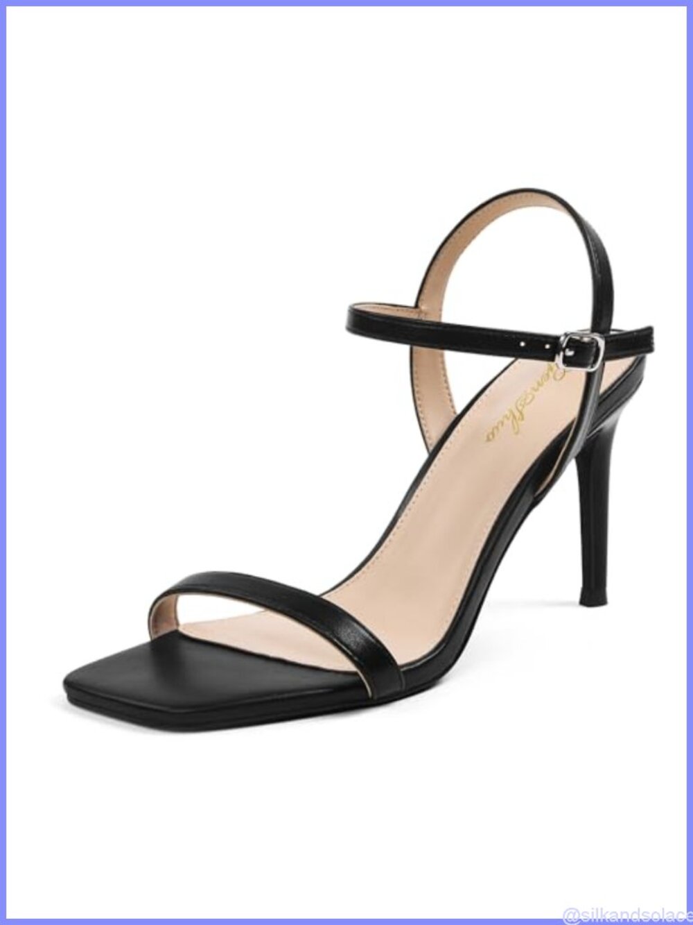 Strappy High Heeled Sandals 3 Inch Square Open Toe Stiletto Slingback Ankle